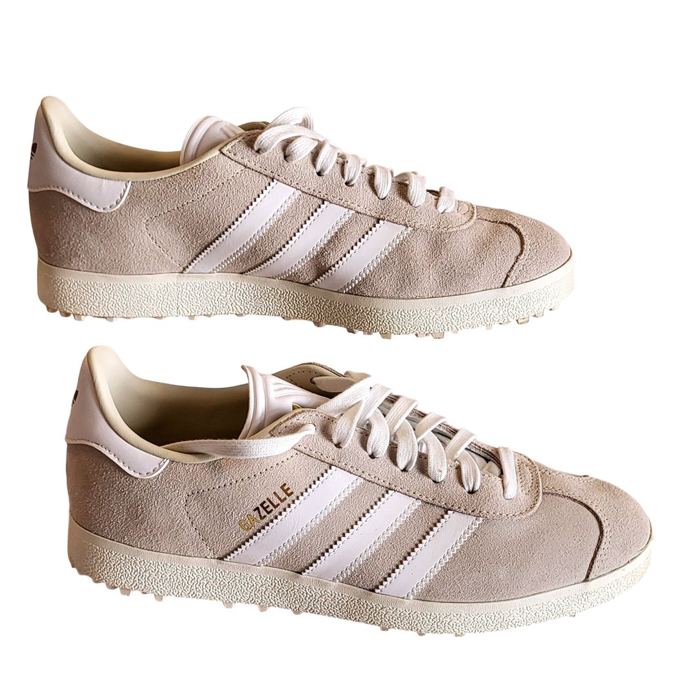 Adidas Womens Gazelle Suede Sneakers Beige White Gold JI3940 Size 9.5